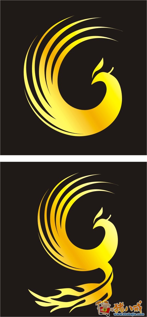 字母"g"变形成凤凰形象